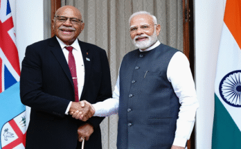 Fijian PM Sitiveni Ligamamada Rabuka meets Indian PM Narendra Modi