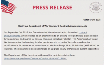 US Embassy Refutes Reports of Missile Sale to Pakistan, Says Deal Is for Maintenance Only