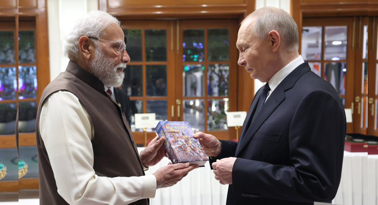 Modi Gifts Russian-Language Gita to Putin; Warm Welcome Marks Delhi Visit