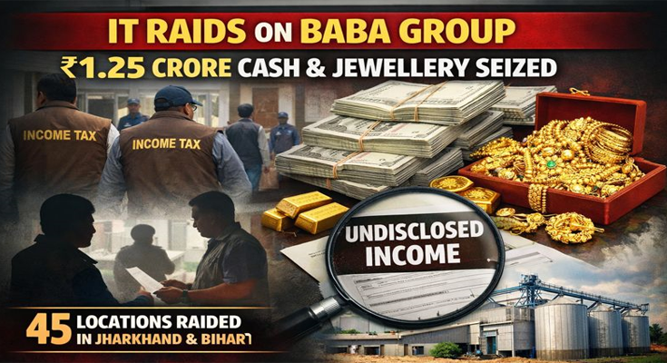IT Raids on Baba Group Uncover ₹1.25 Crore Cash, Gold and Jewellery Seized