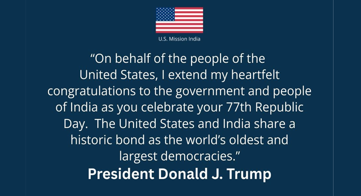 US President Trump Hails ‘Historic Bond’ With India on 77th Republic Day