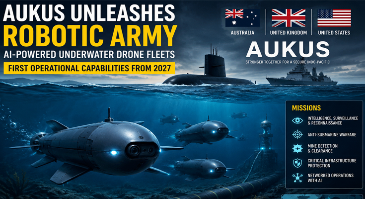 समुद्र की गहराइयों में ‘रोबोटिक सेना’! US, UK और Australia (AUKUS) का बड़ा सैन्य दांव