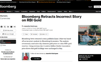 Bloomberg ने RBI के सोना (Gold) बेचने वाली रिपोर्ट वापस ली: पत्रकारिता के लिए एक बड़ी सीख
