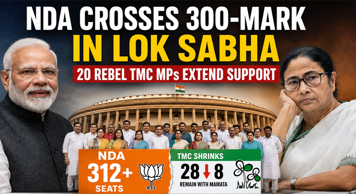 NDA Strength Surges to 312 After 20 TMC MPs Extend Support in Parliament
