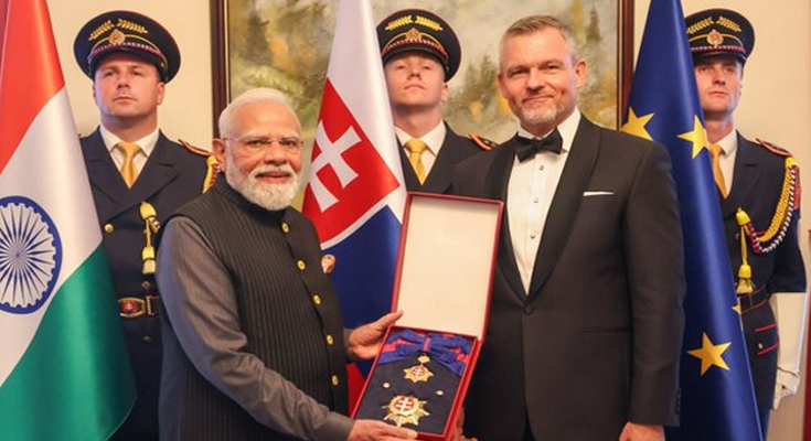 PM Modi Awarded Slovakia's Highest Civilian Honour, Order of the White Double Cross