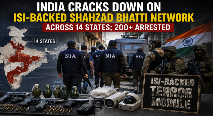 India Carries Out Multi-State Crackdown Against ISI-Backed Shahzad Bhatti Network