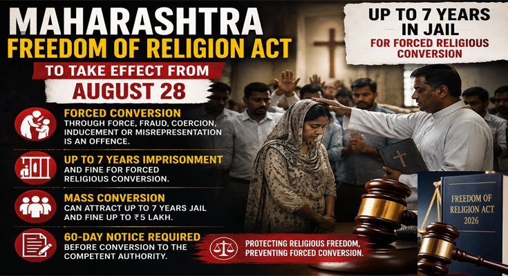 Forced Conversion (जबरन, धोखे या लालच से कराया गया धर्मांतरण) अपराध, 7 साल तक की जेल; Maharastra में 28 अगस्त से Act