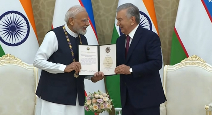 PM Modi Receives Uzbekistan’s Highest State Honour, Order of Oliy Darajali Do’stlik
