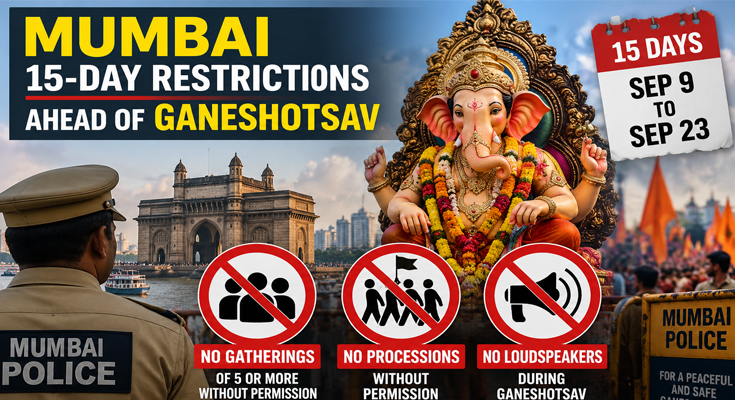 Mumbai Ganeshotsav 2026: 15-Day Ban on Gatherings of 5 or More Without Permission