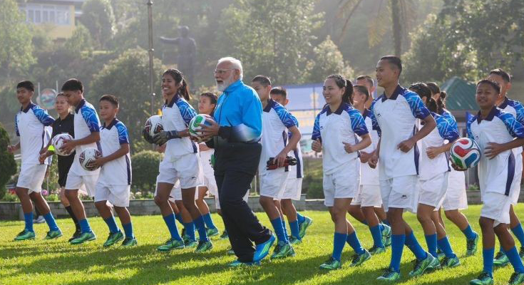 PM Modi Kicks Off Football Session in Gangtok After Poll Push