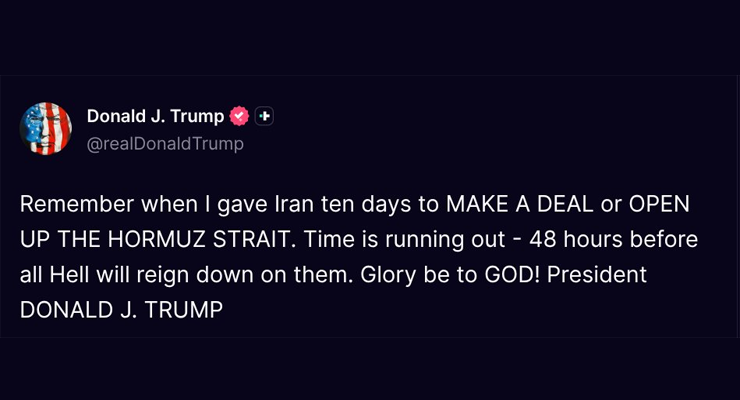 Trump Gives Iran 48-Hour Deadline Over Hormuz, Warns of Severe Consequences